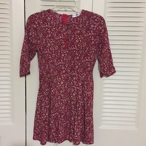 Calico Print Keyhole Front Dress
